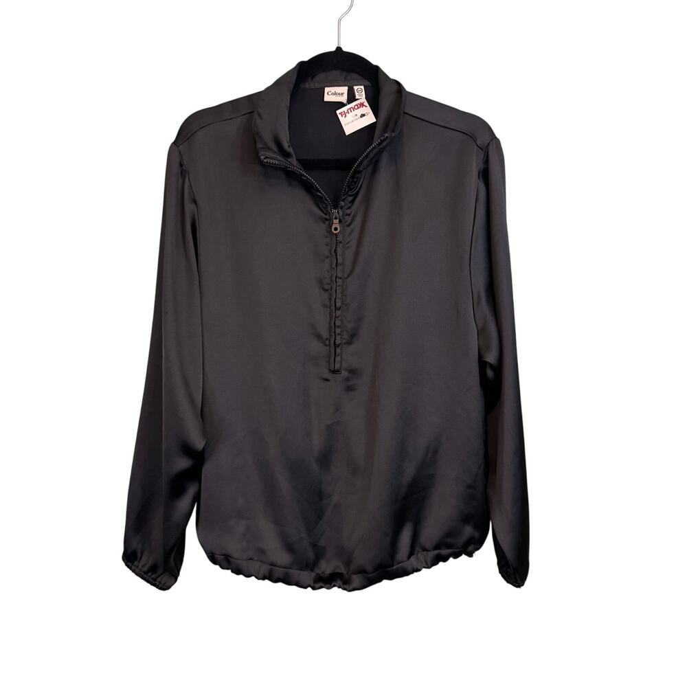 Colour Range Windbreaker Mens XXS Black Stand Collar Quarter Zip Long Sleeve NWT